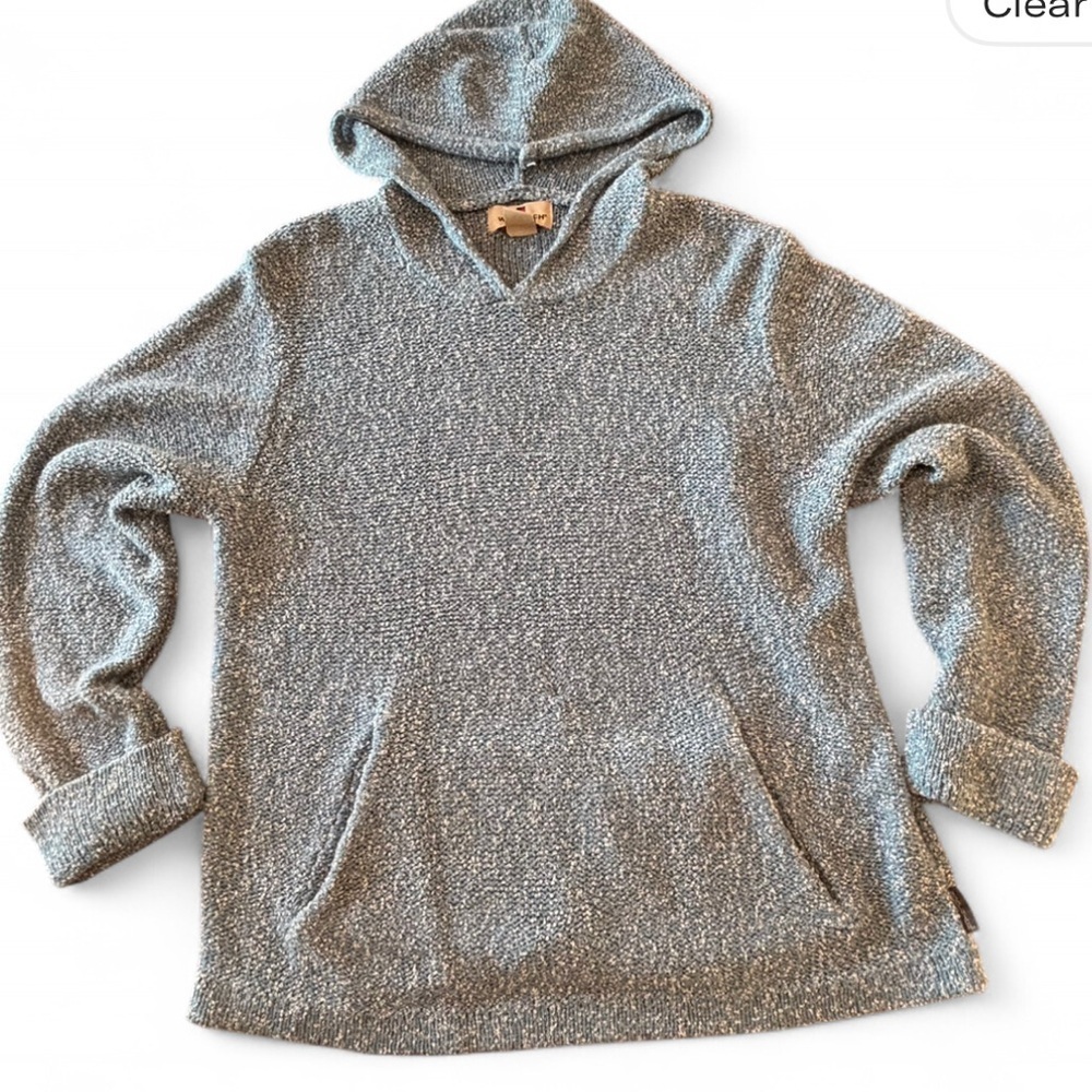 Woolrich Women’s Knit Hoodie Sweater Blue Peacock Heather Size M Soft